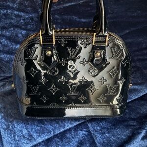 Louis Vuitton Black Patent Alma Mini Satchel